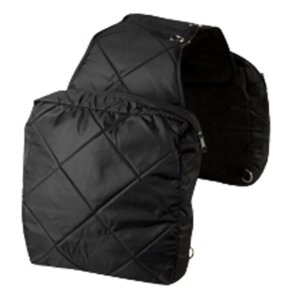 Hilason Western Horse Tack Quilted Saddle Bag Zipper Closure Pockets Black 1