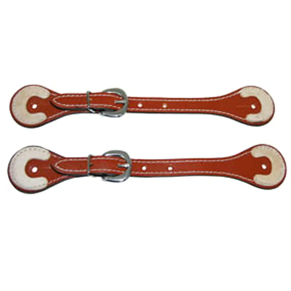 Hilason Russet Leather Spur Straps 1 Ply Stitched Skirting Rawhide Trim 1