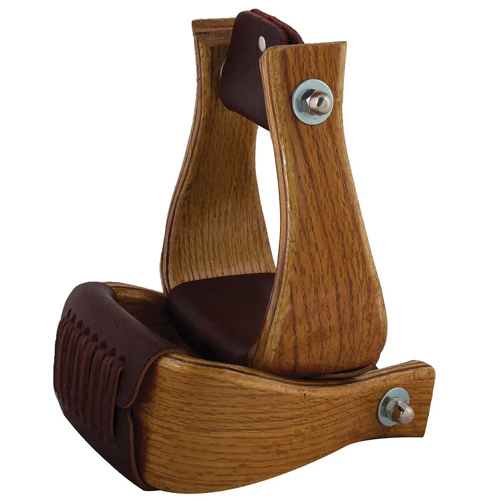 Hilason Western Tack Saddle Horse Wood Bell Stirrups Pair 2