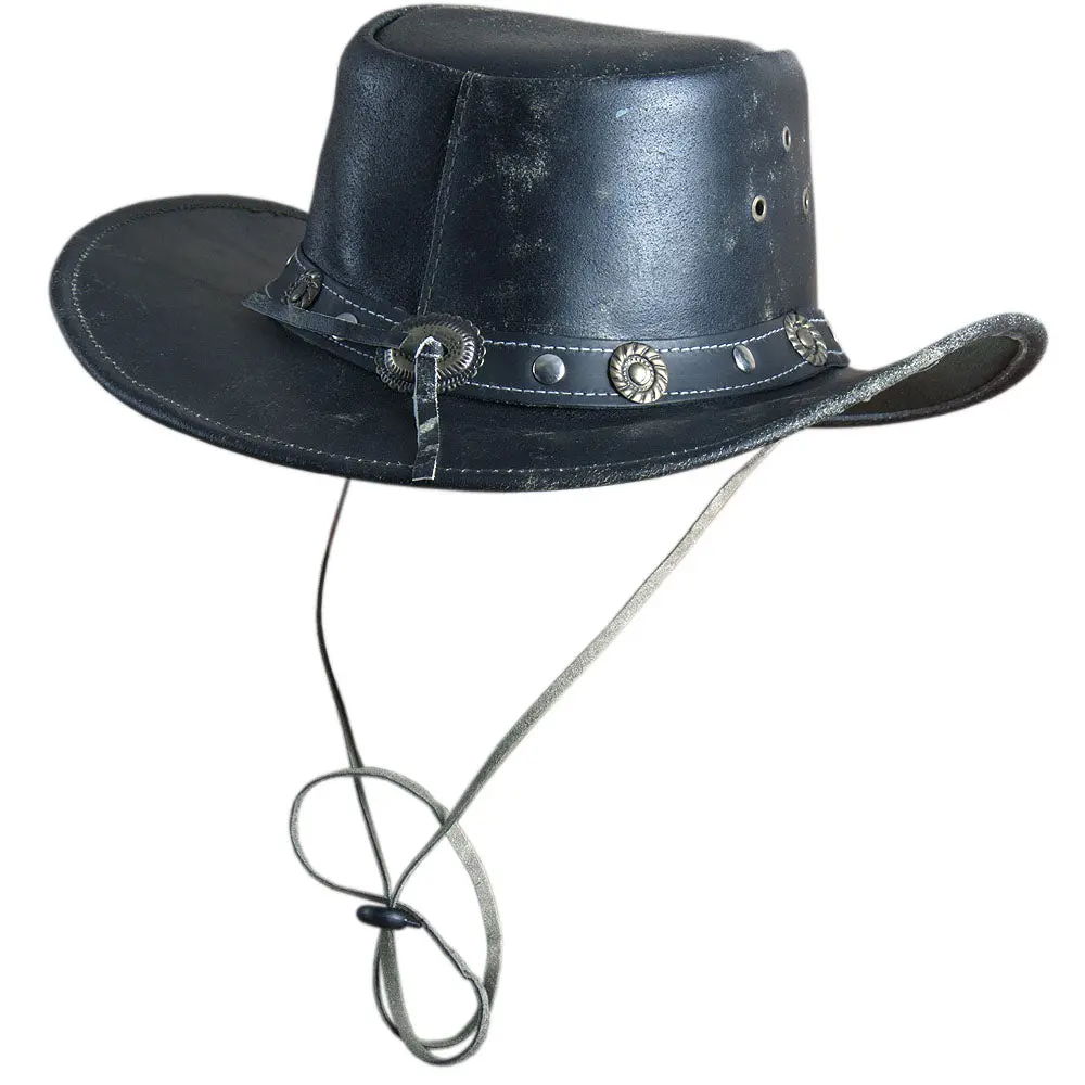 Hilason L M S Xl Hand Made Split Antique Leather Crushable Hat 3 In Brim | Cowboy Cow Girl Hats Sun For Women & Men Fedora 2