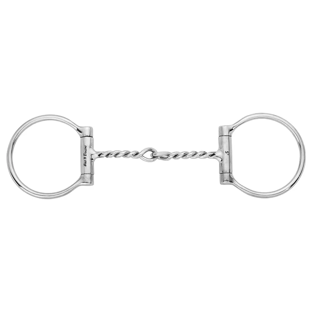 Bar H Equine D-Ring Stainless Steel Twisted Wire Snaffle Bit 1