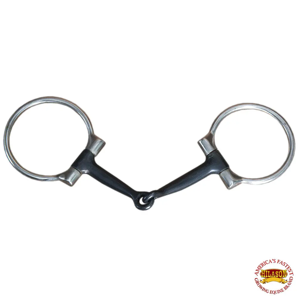5" Hilason Western Sweet Iron Ring Stainless Steel Horse Black Mouth Bit 1