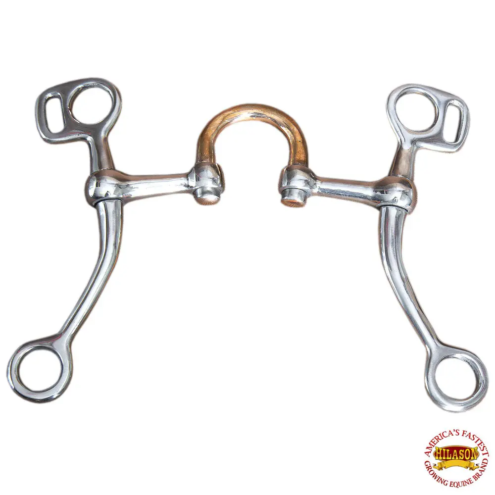 5" Hilason Stainless Steel Tom Thumb Horse Bit W/ Copper Highport Mouth 1