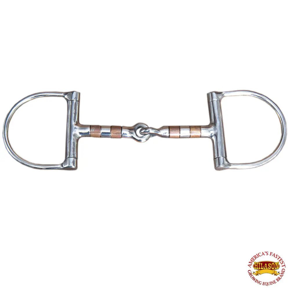 5" Hilason Horse Stainless Steel Mouth Dee Bit W/ Red Copper Ring 1