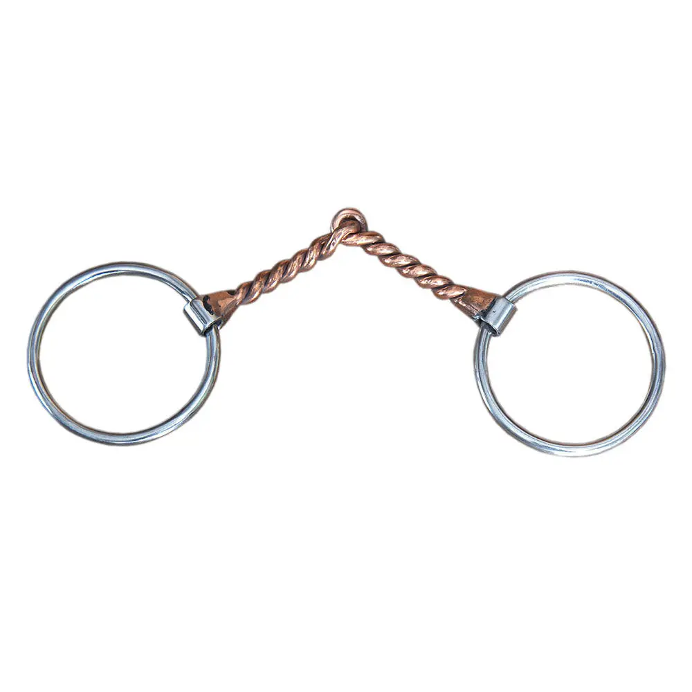 5" Hilason Western Loose Ring Horse Bit W/ Twisted Copper Wire Mouth 1