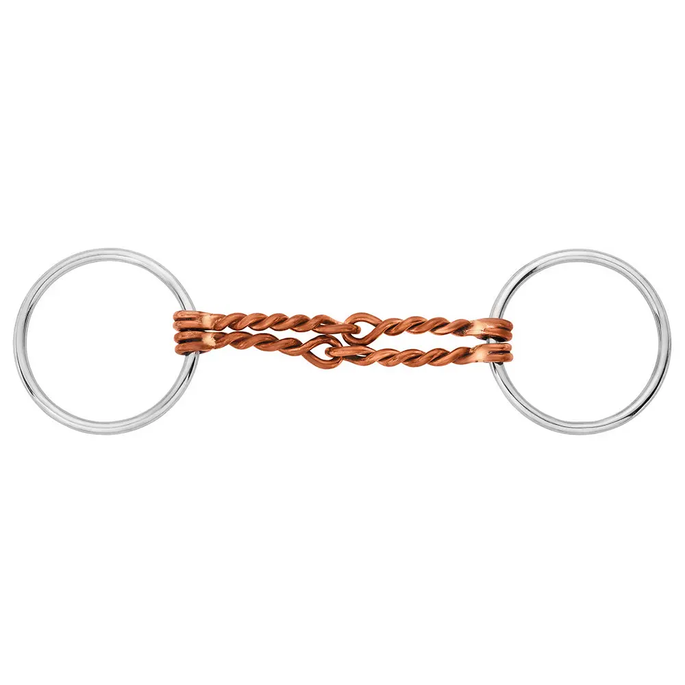 Bar H Equine Loose Ring Bit With Double Copper Twisted Wire Mouthpiece 1