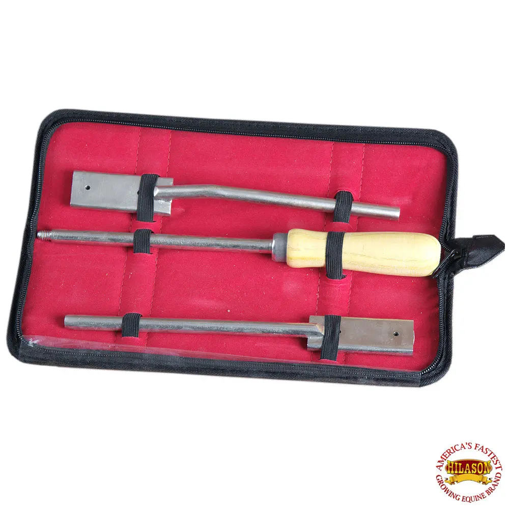 Hilason Western Horse Care 3 Pieces Of Tooth Rasp W/ Wooden Handle 1