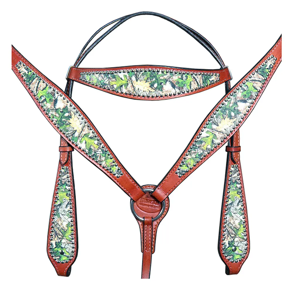 Western Horse Headstall Breast Collar Set American Leather Hilason 1