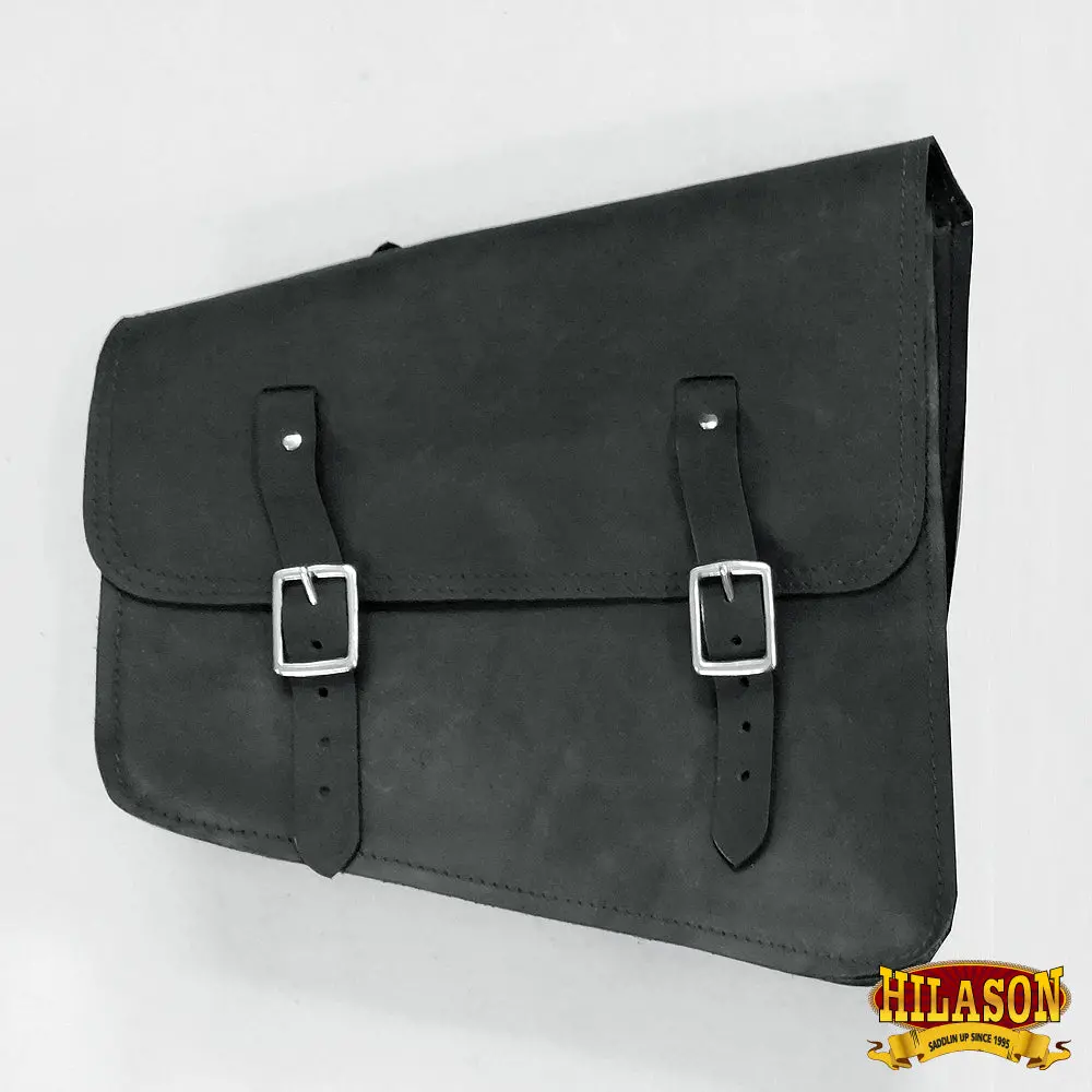Motorcycle Bike Left Side Saddle Bag Leather Rigid Flap Solo Western 1