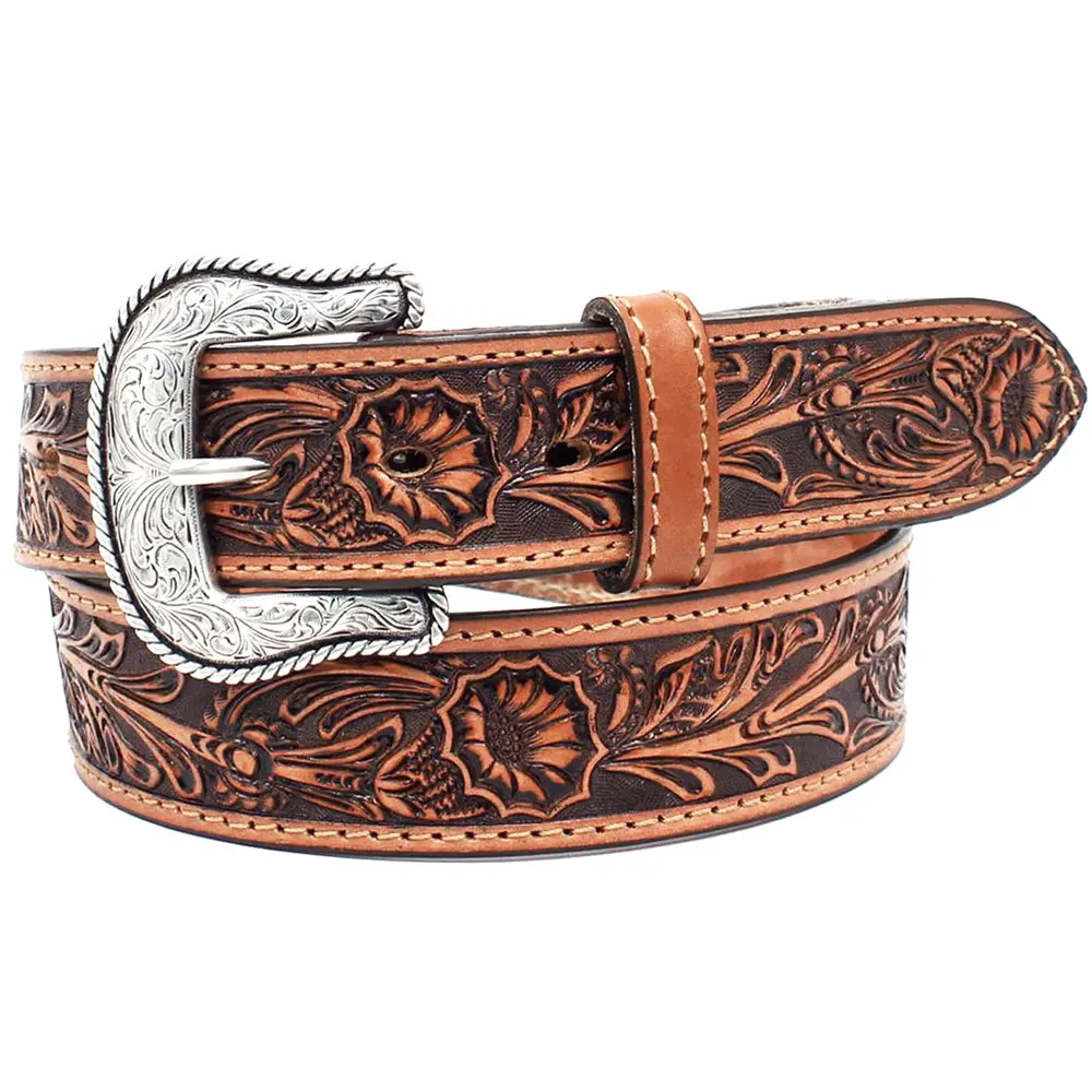 Nocona Leather Mens Belt Salinas Made In The Usa 1-1/2 Floral Tan 1