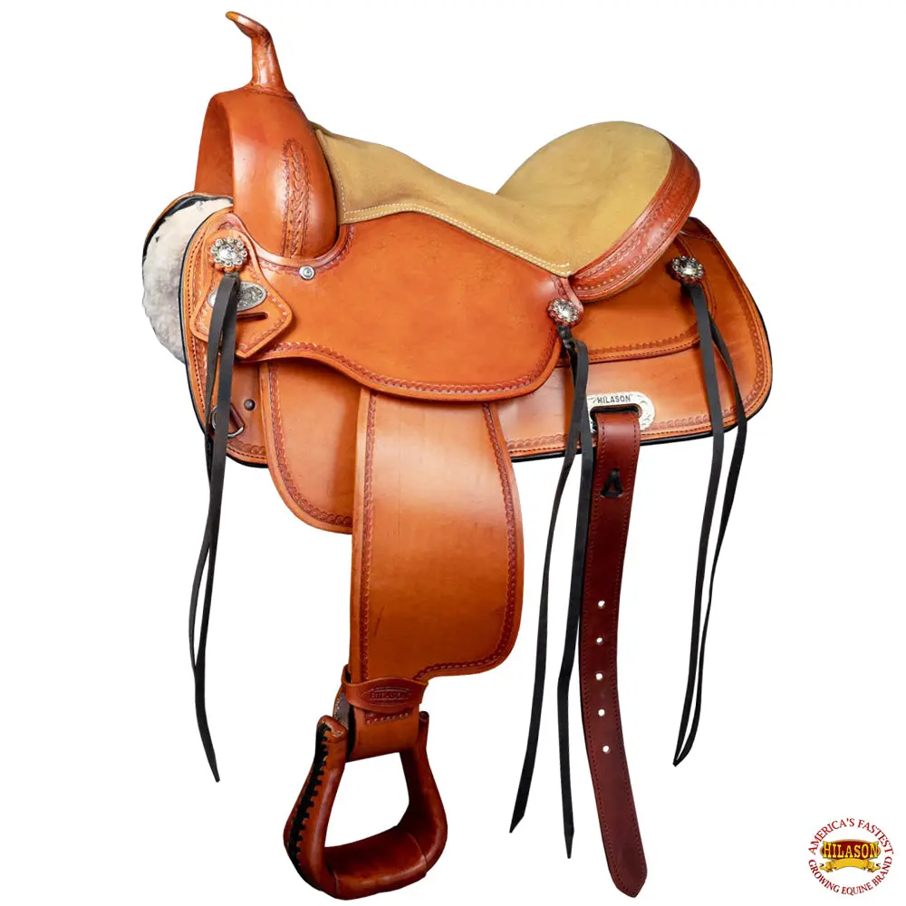 Hilason Western Horse Saddle American Leather Treeless Trail Pleasure | Barrel For Horses 1