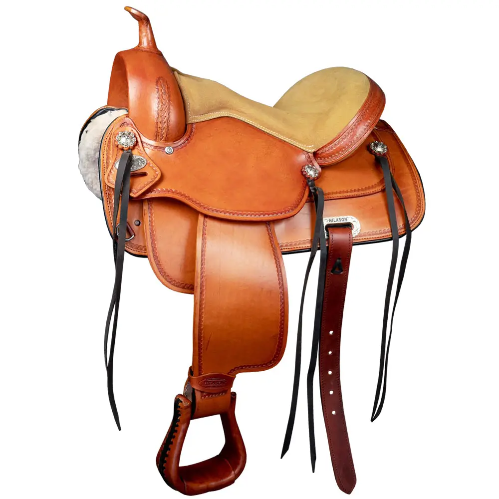 Hilason Western Horse Saddle American Leather Treeless Trail Pleasure | Barrel For Horses 2