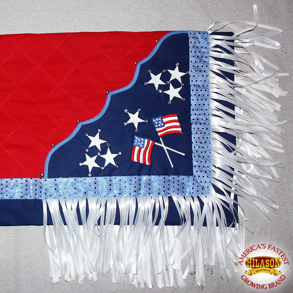 Hilason Handpaint Show Barrel Racing Saddle Blanket Pad Patriotic Us Flag 1