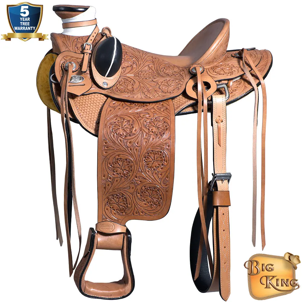 Hilason Western Horse Saddle American Leather Wade Ranch Roping Tan | Hand Tooled & For Horses 1
