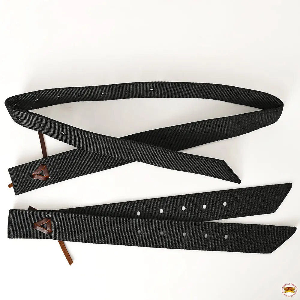 Hilason Premium Double Nylon Cinch Tie Strap And Off Billet Set - Black 2