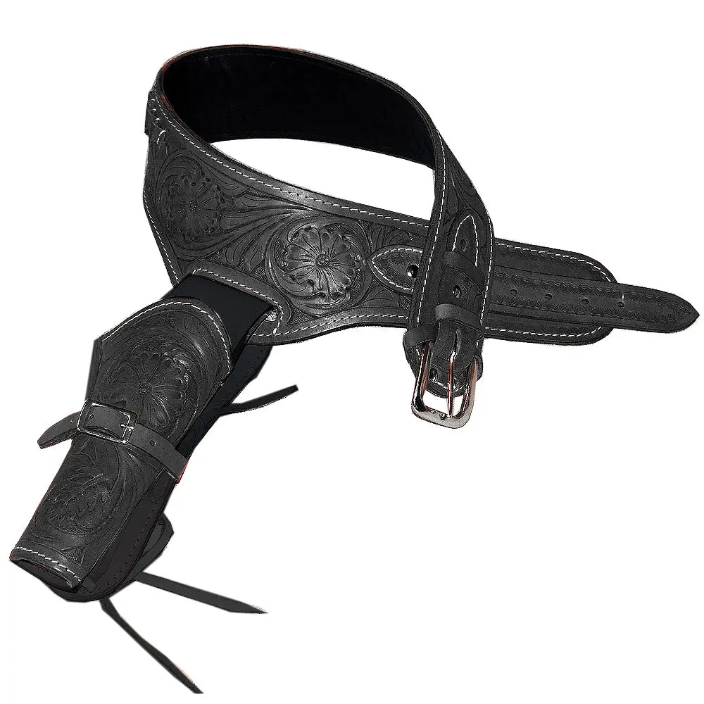 Hilason Western Right Hand Gun Holster Rig 38 Cal Leather Cowboy | Costume Belt 1