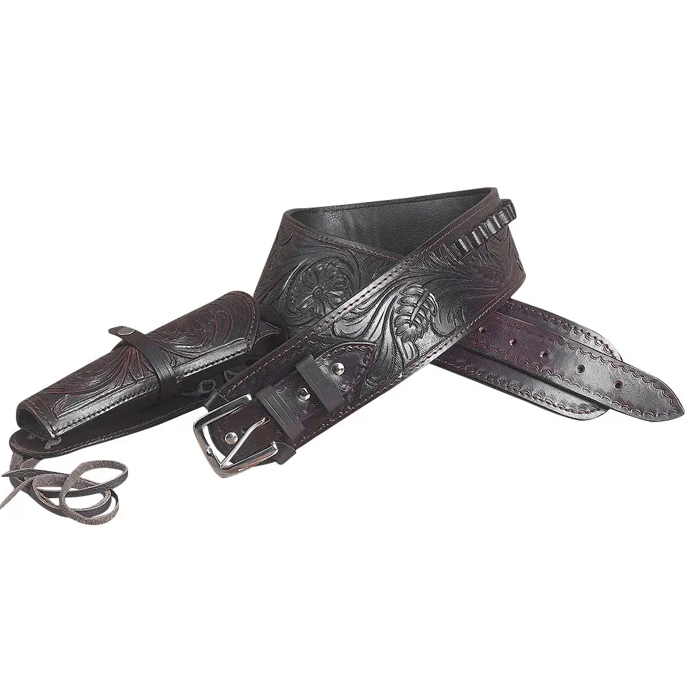 34 In Hilason Western Right Hand Gun Holster Rig 44/45 Cal Leather Cowboy 1