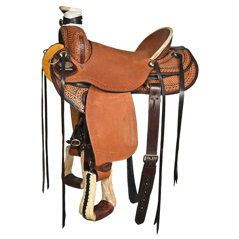 Hilason Western Horse Saddle American Leather Wade Ranch Roping Brown | Hand Tooled & For Horses 1