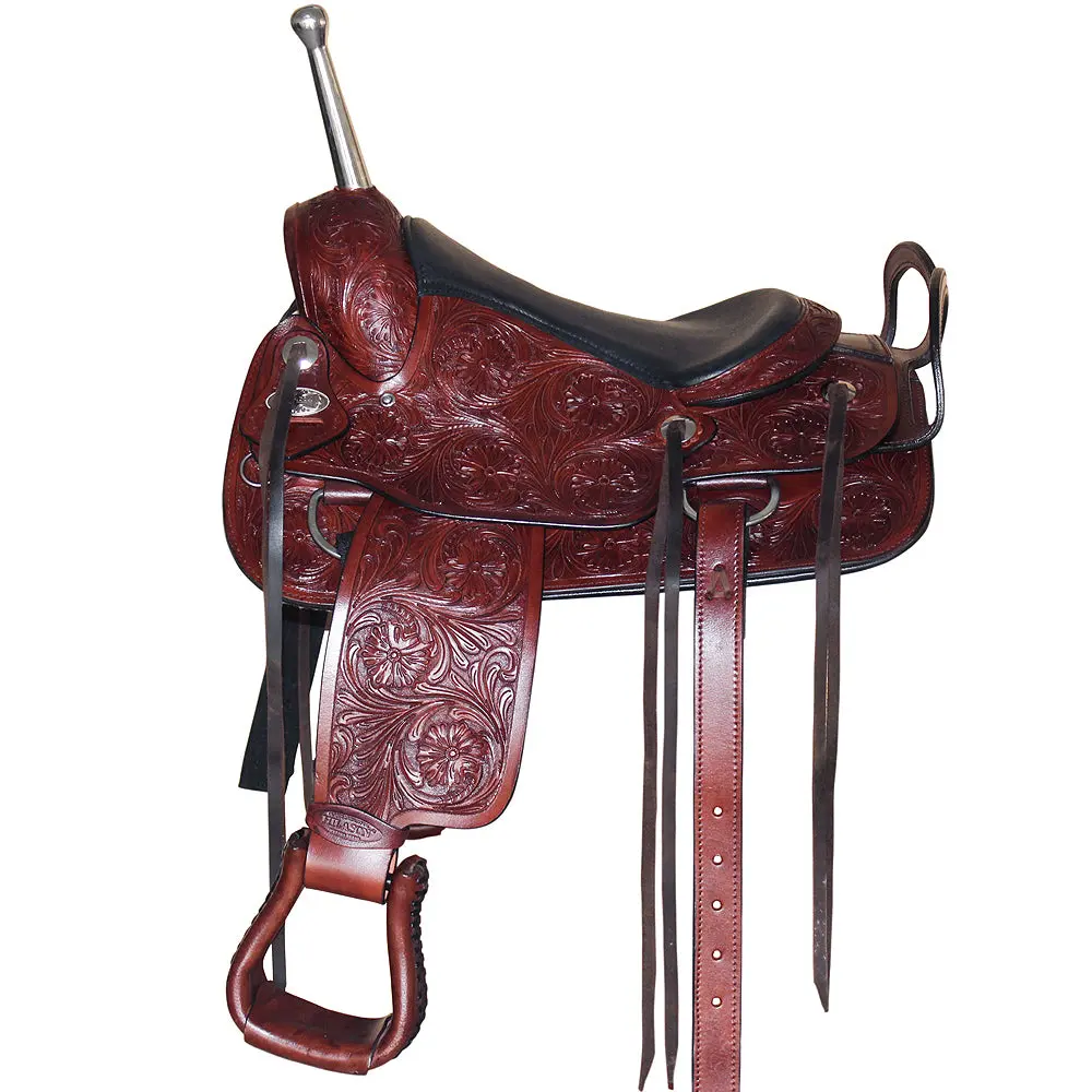 Hilason Custom Designed Rare Western Trick Riding Saddle Mahogany | Horse Racing Leather Saddles For Horses 1