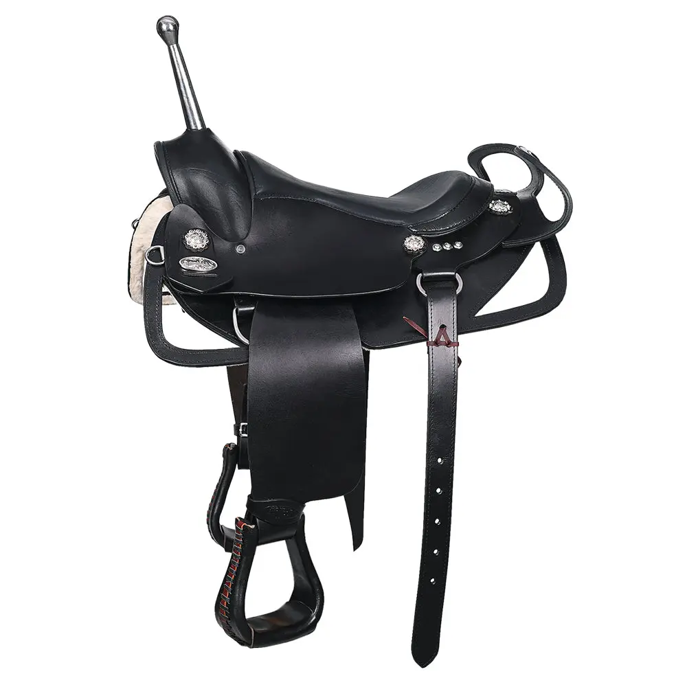 Hilason Custom Designed Rare Western Trick Riding Saddle Balck | Horse Racing Leather Saddles For Horses 1