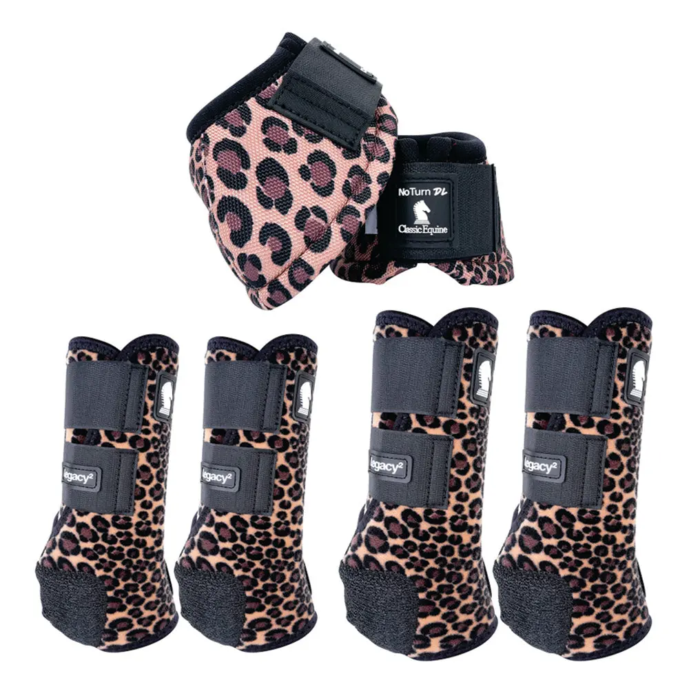 Classic Equine Horse Legacy2 Front Hind Bell Sport Boots Cheetah 1