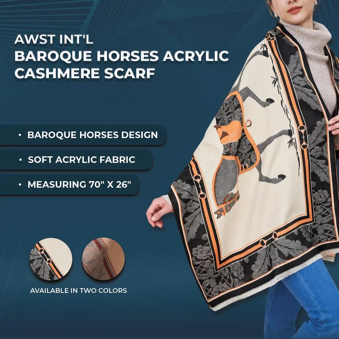 Awst Int'l Baroque Horses Acrylic Cashmere Scarf 1