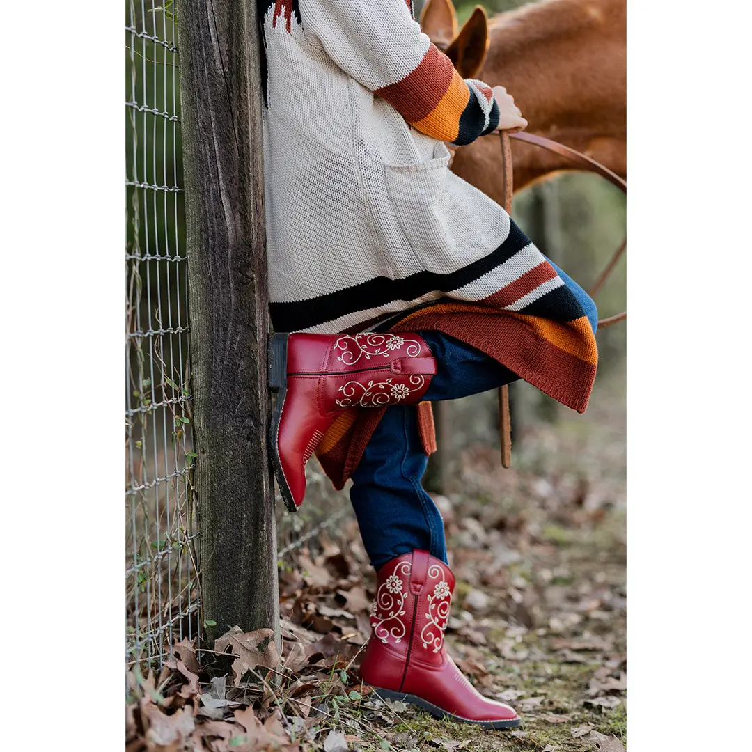 Tuffrider Children's Fire Red Floral Western Boot 3