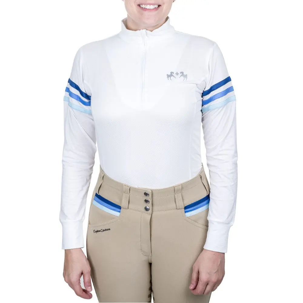 Equine Couture Gradient Long Sleeve Show Shirt W/ Arm Stripes 1