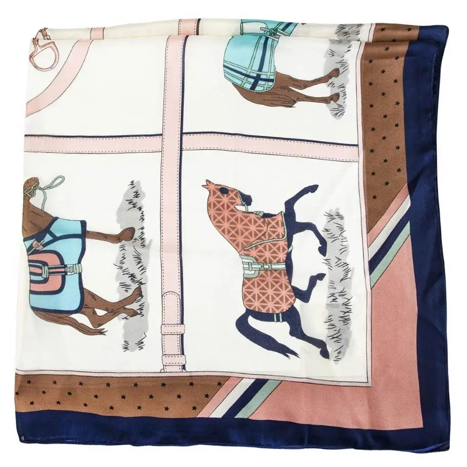 Awst Int'l. Silky Scarf- Horses In Blankets 1