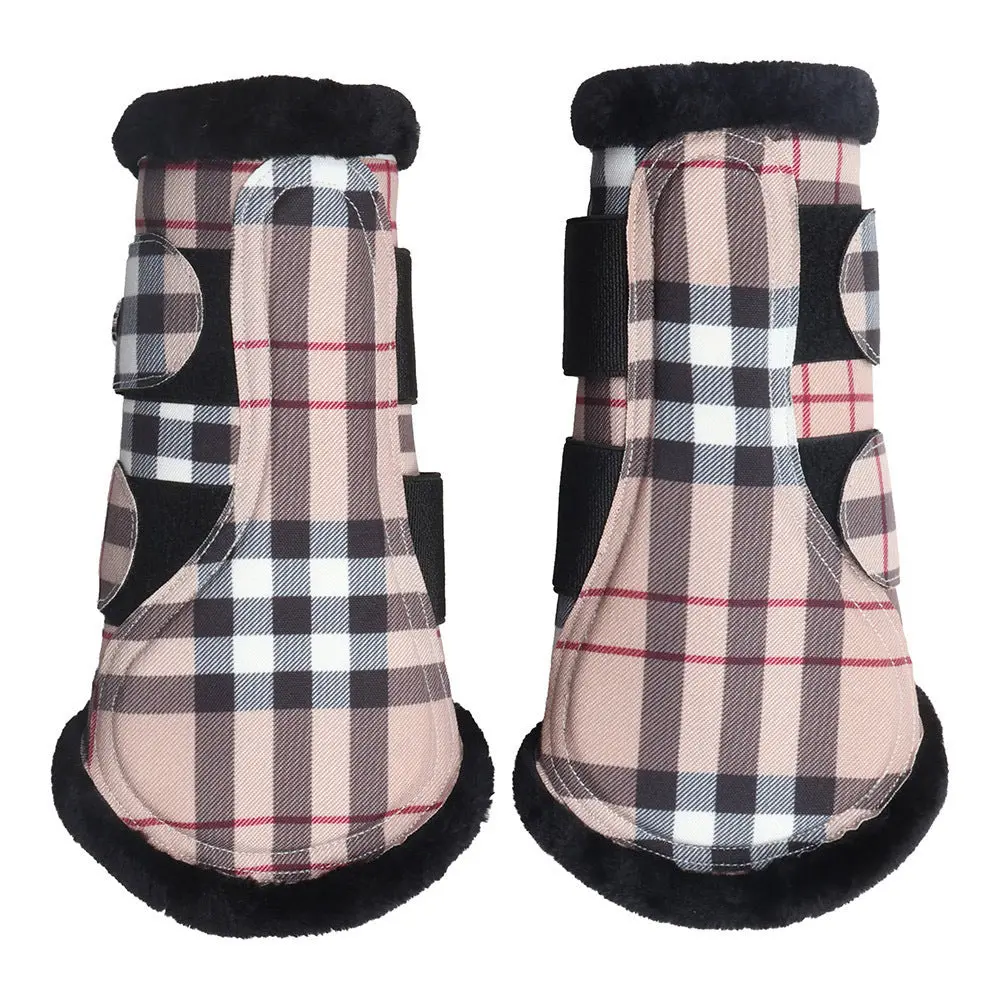 Dapplebay Holiday Plaid Brush Boots-Tan 1