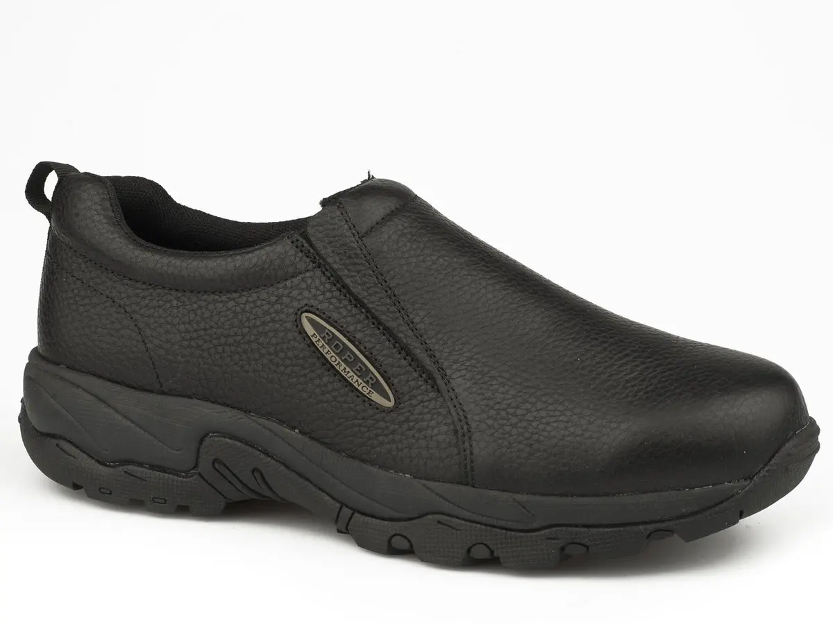 Roper Mens Black Tumbled Leather Slip On Slipon 1