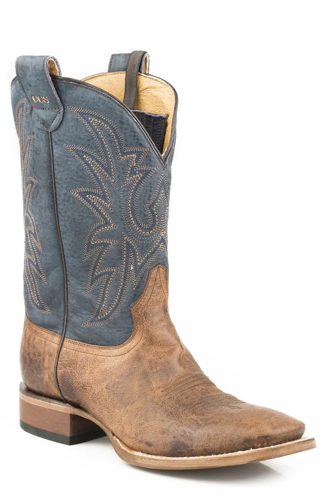 Roper Mens Burnish Tan Vamp & Blue Shaft Boots 1