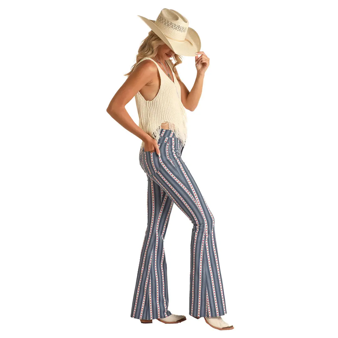 Rock & Roll Denim Ladies Americana Button Flare Jean 2