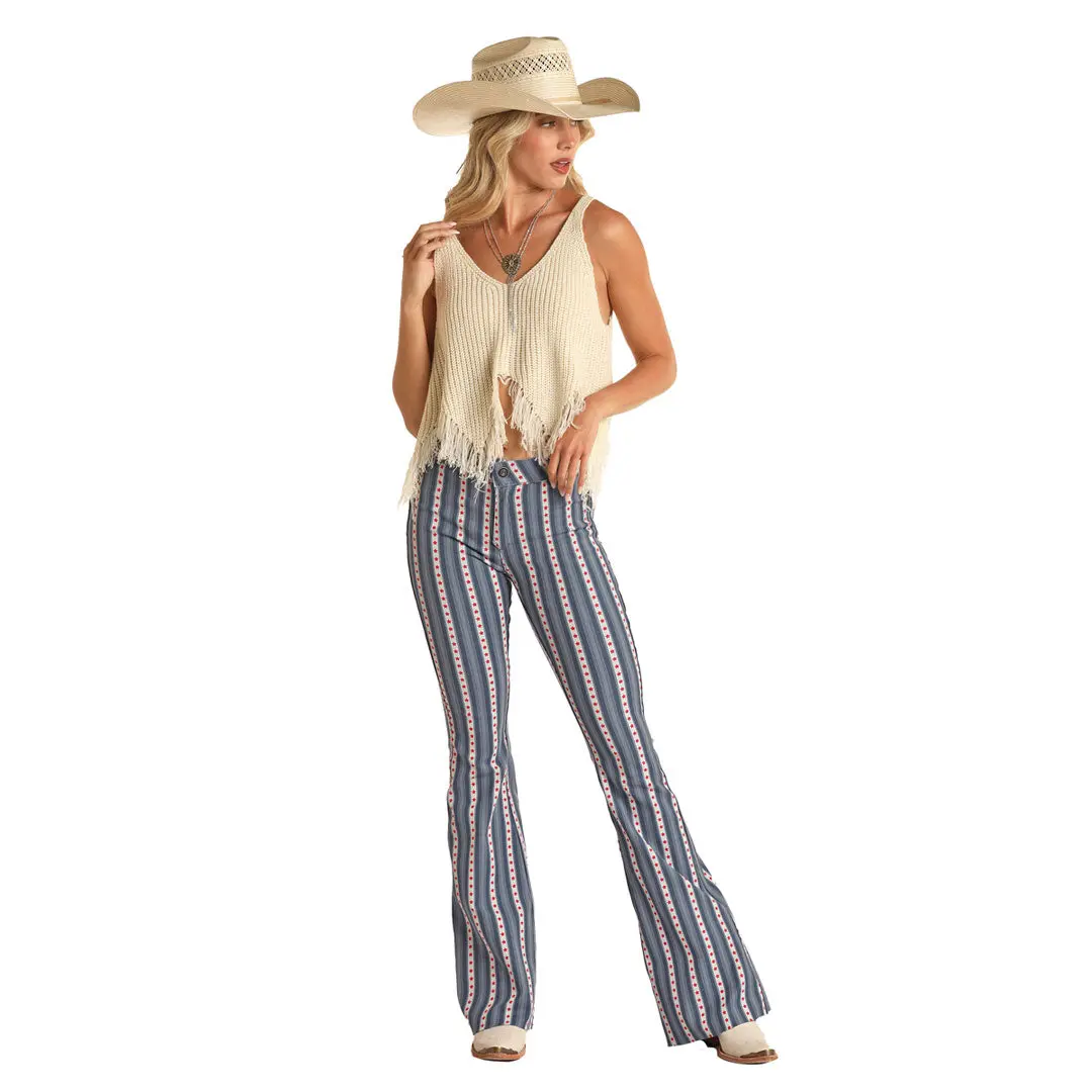 Rock & Roll Denim Ladies Americana Button Flare Jean 1