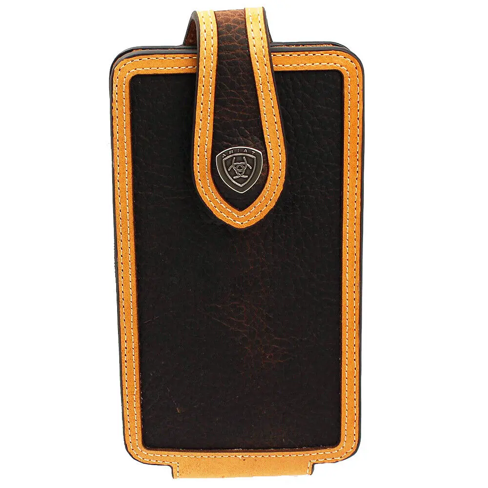 Ariat Cell Phone Large Case Holder Logo Concho Leather Rowdy Brown 1