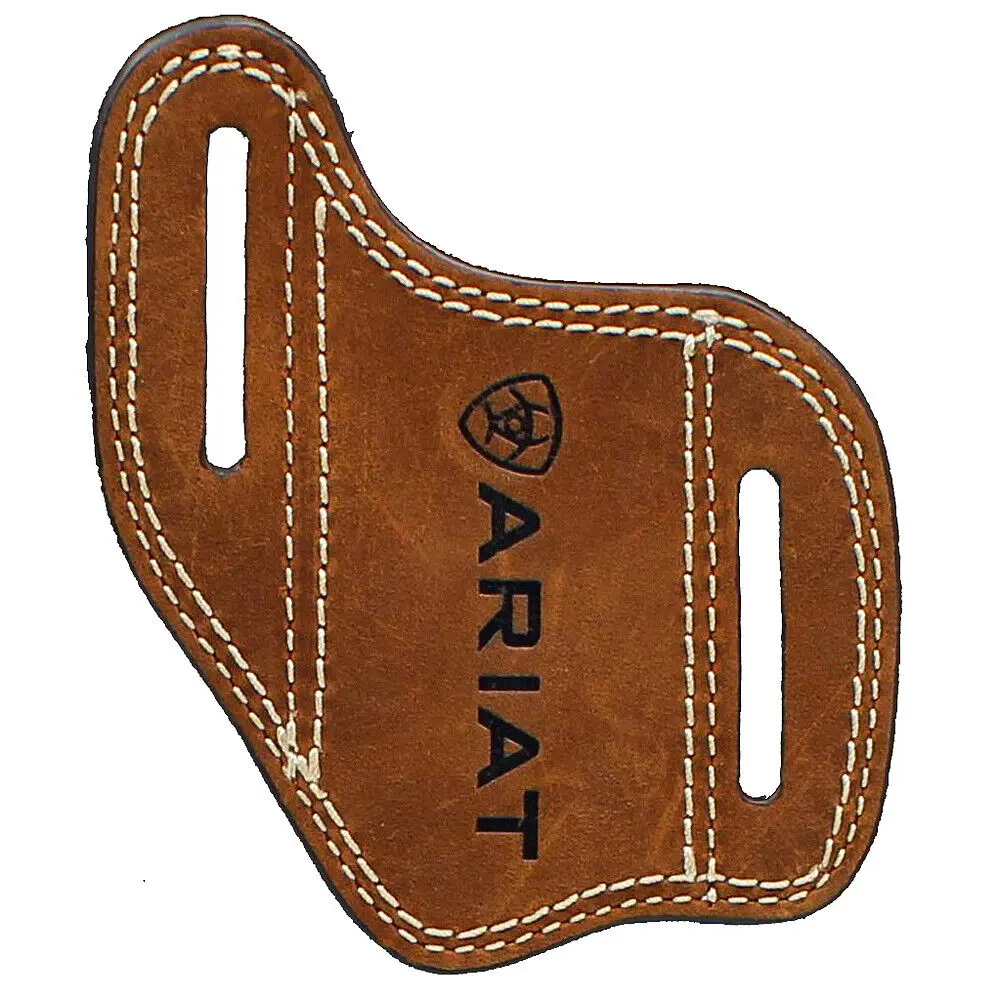 Ariat Knife Sheath Case Leather Embossed Logo Double Stitching Medium Brown 1