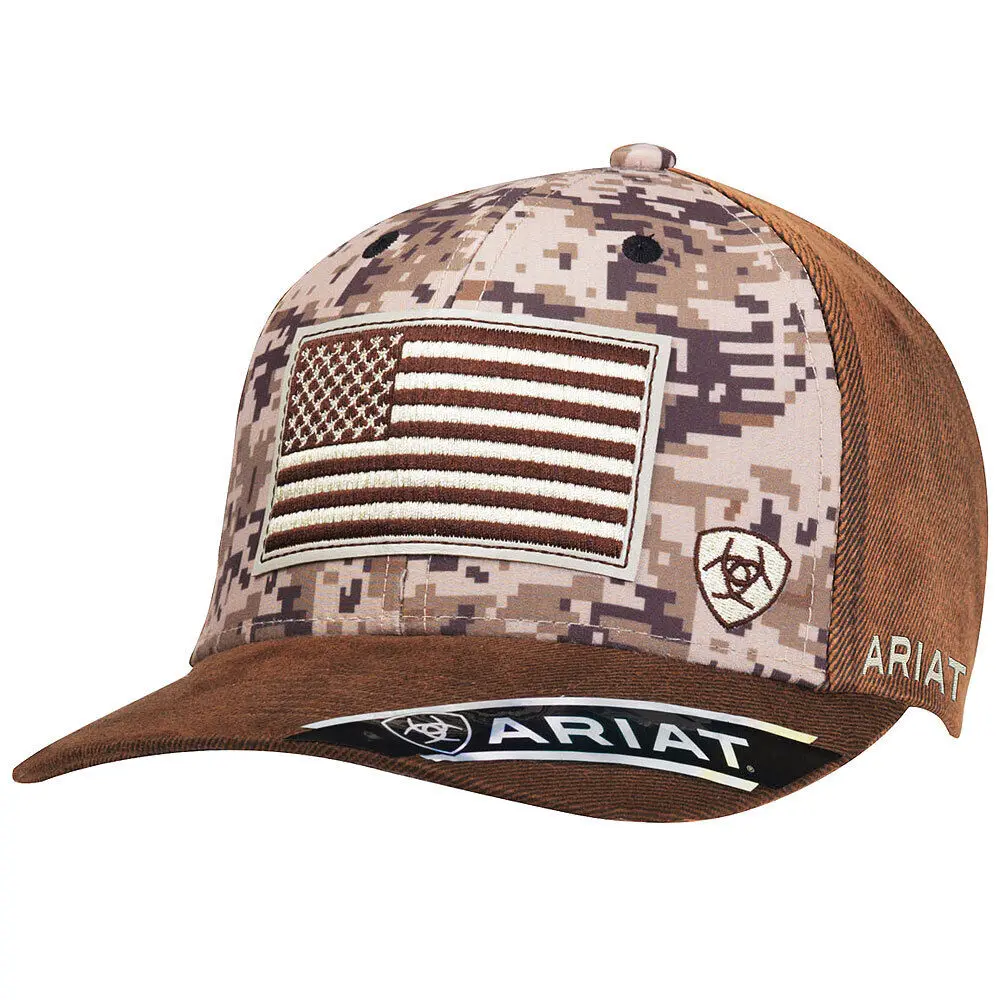 Ariat Western Cap Mens Baseball Snap Back One Size Camo Beige 1