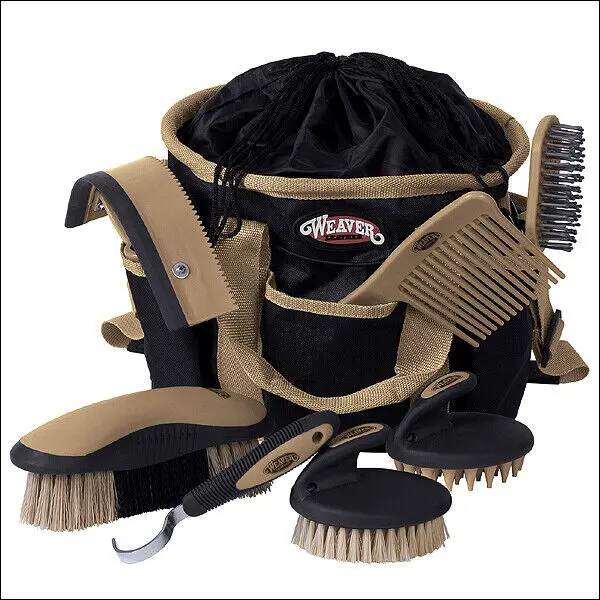 Black Tan Weaver Leather Western Tack Horse Grooming Kit Bag 1