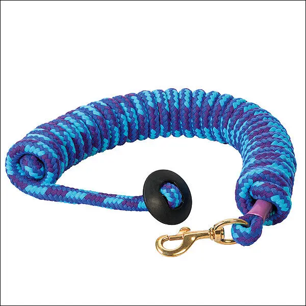 Blue Purple 3/4X25ft Weaver Cotton Lunge Line Horse Rubber Stopper Brass Snap 2