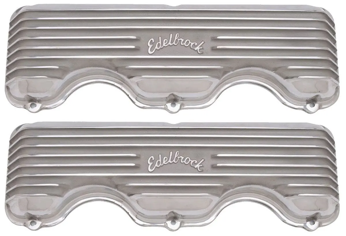 Edelbrock Classic Aluminum Polished Valve Covers (Ed4140) 1