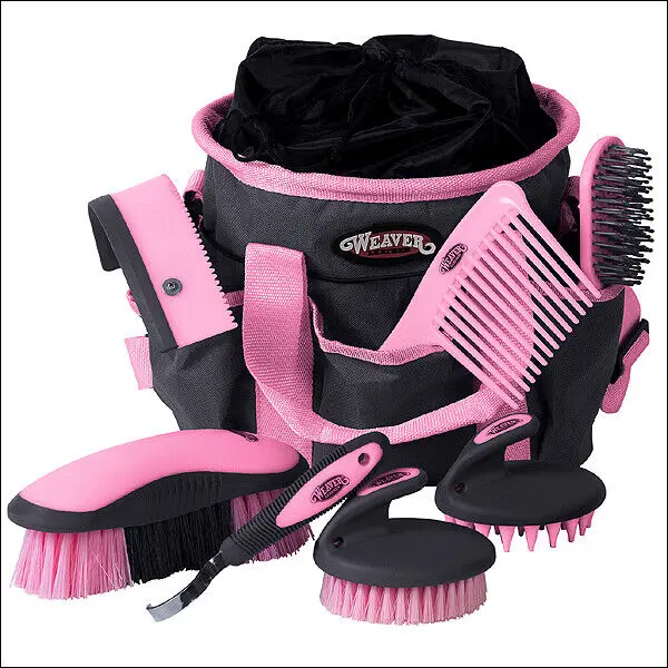 Gray Pink Weaver Leather Weastern Tack Horse Grooming Kit Bag 1