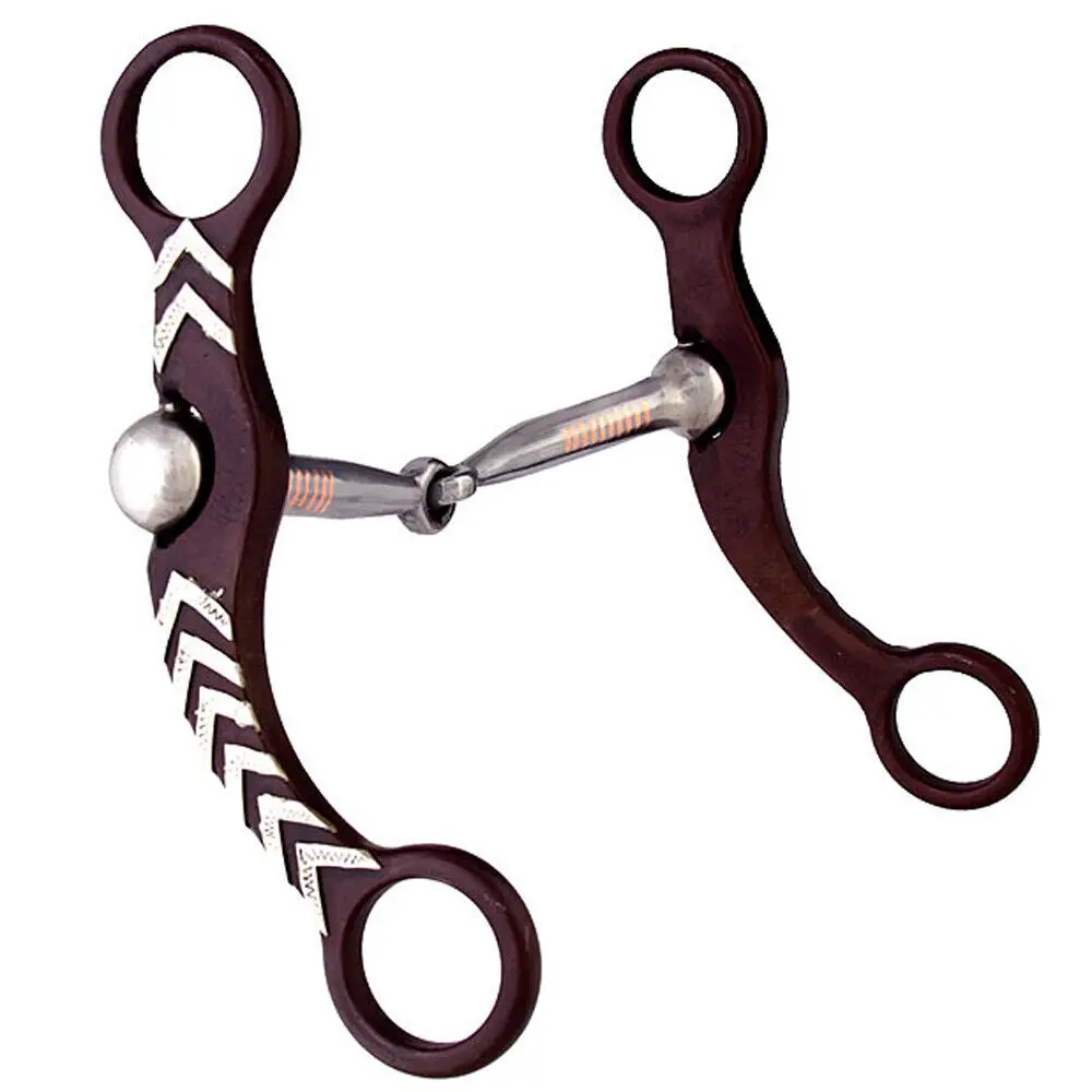 5-1/8" Hilason Brown Steel Horse Gag Bit 6" Trim Cheeks Mouth 1