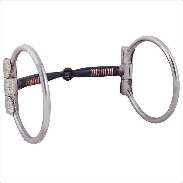 Hilason Stainless Steel Snaffle Horse Bit Ring With Copper Inlay Engraved 1