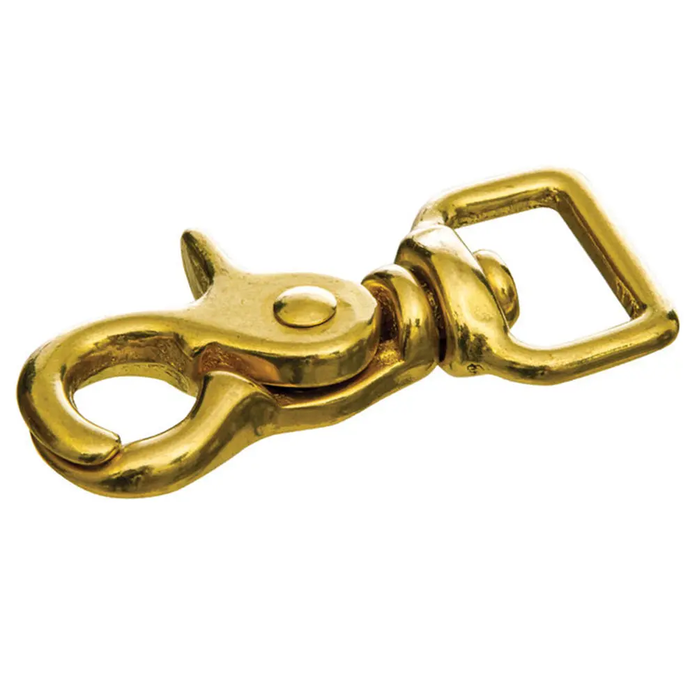 Hilason 3/4" X 2-1/2" Solid Brass Trigger Snap | Heavy Duty Square Eye Tack 1