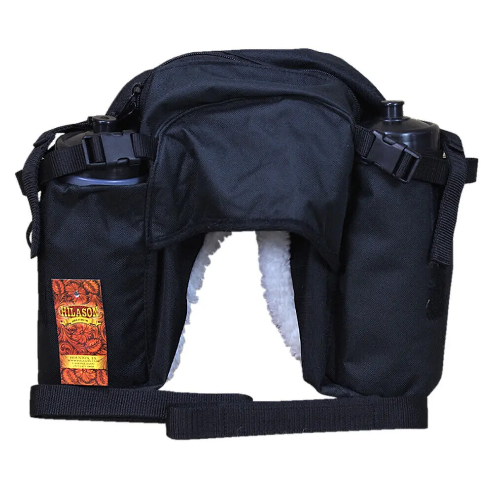 Hilason Saddle Bags With Bottle 600D Cordura Outer Black. 1