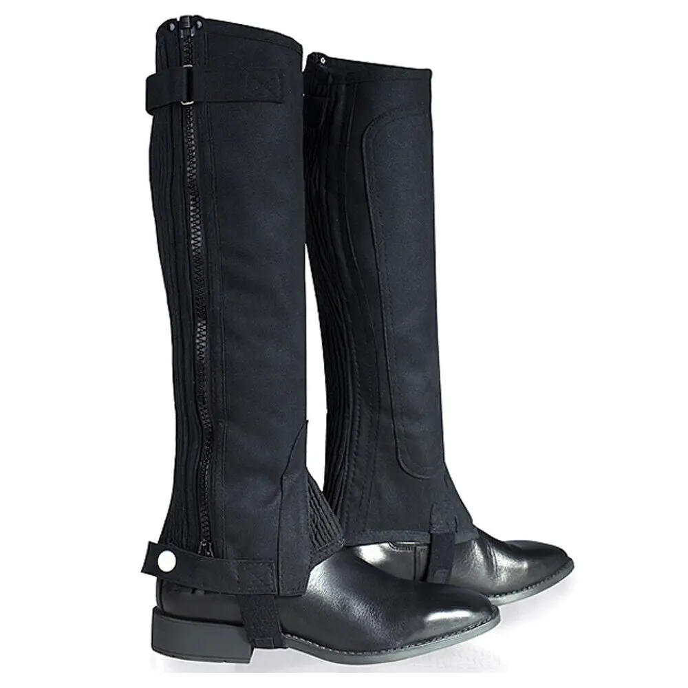 Horze Amara Childrens Chaps Easy Care Suede With Rib - Black M/W 2