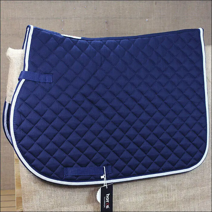 Horze Supreme Choose Cotton Horse Saddle Pad Dark Blue Egret White Full Size 1