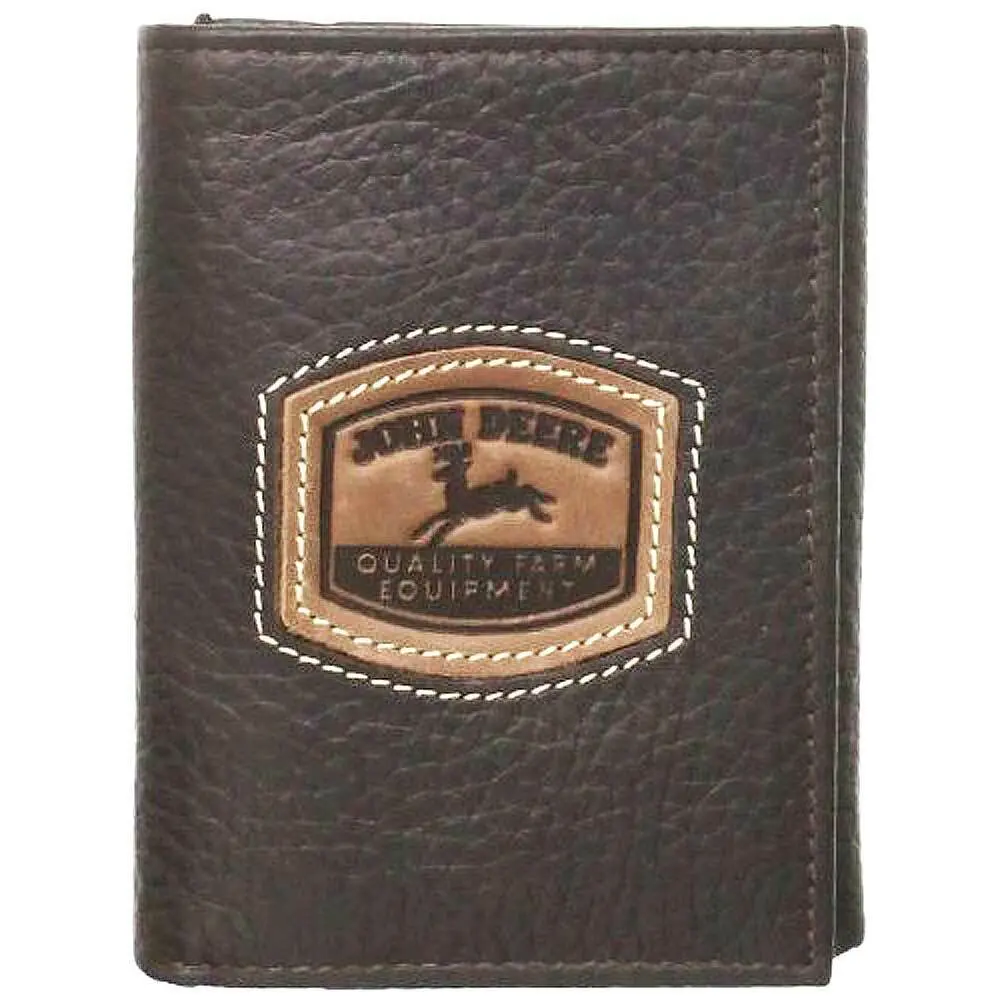 John Deere Men's Historical Logo Trifold Wallet, Brown, One Size 1