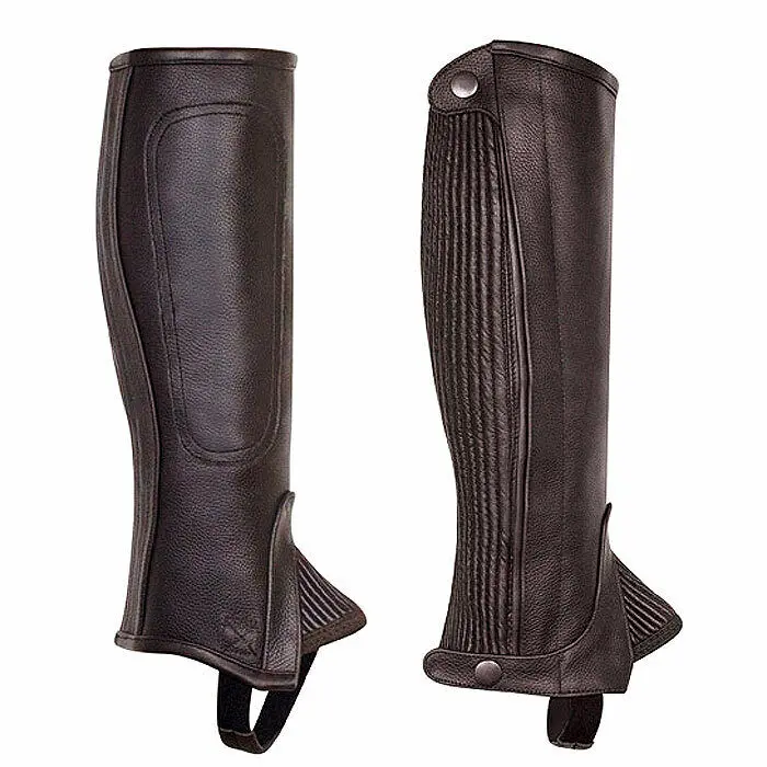 Medium Brown Child's Professional Half Calfskin Elastic Chaps By Perris Leather 1