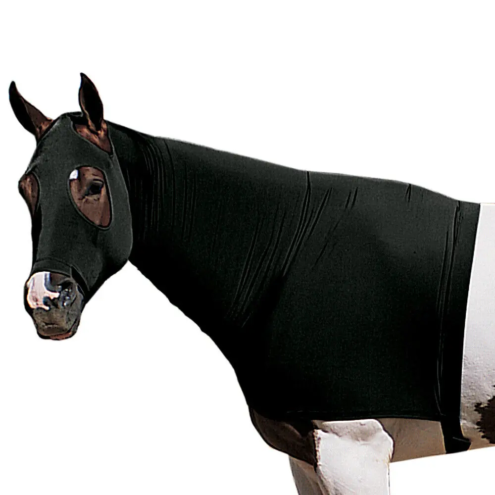 Medium Weaver Equiskinz Lycra Stretchable Fleece Lined Horse Hood Black 1
